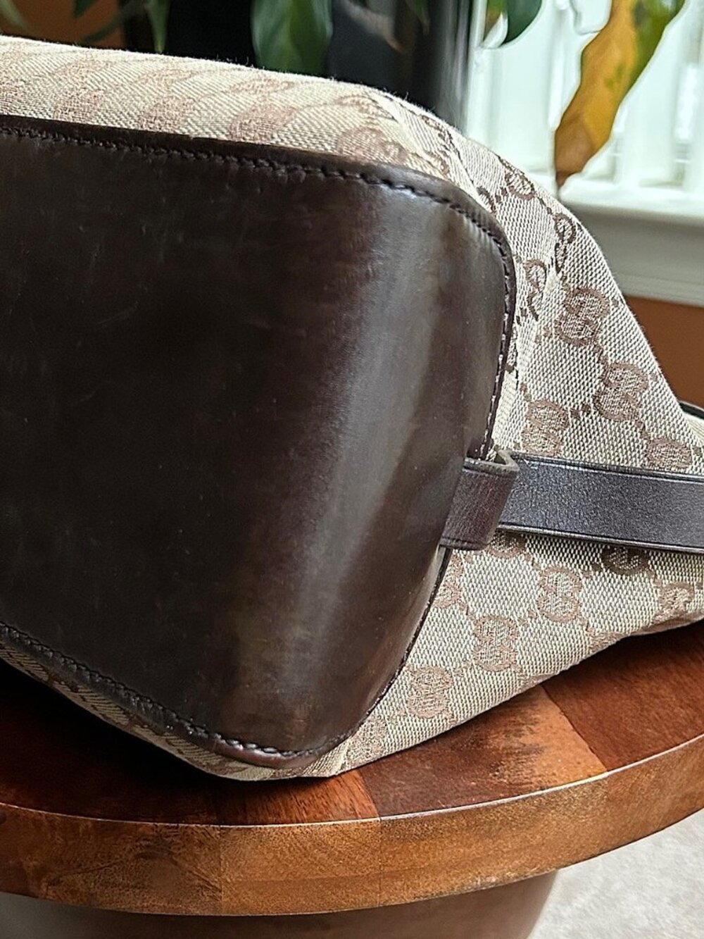 GUCCI GG Monogram Buckle Tote Bag, Taupe, Brown - Picture 16 of 16